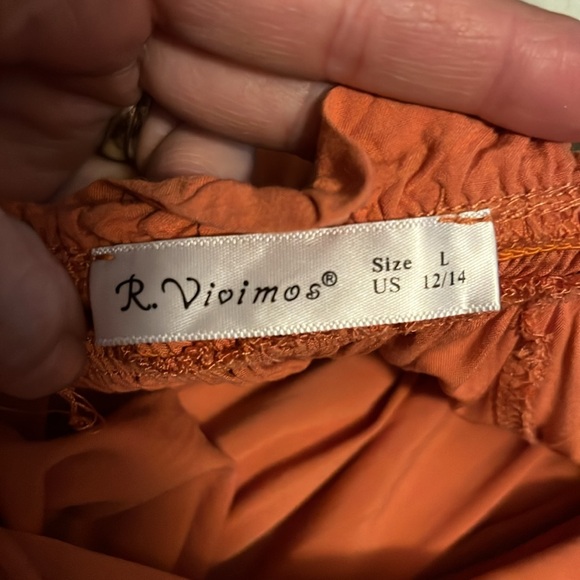 R. Vivimos women’s cotton long sleeves neck layered ruffles pleated mini dress - Picture 4 of 5